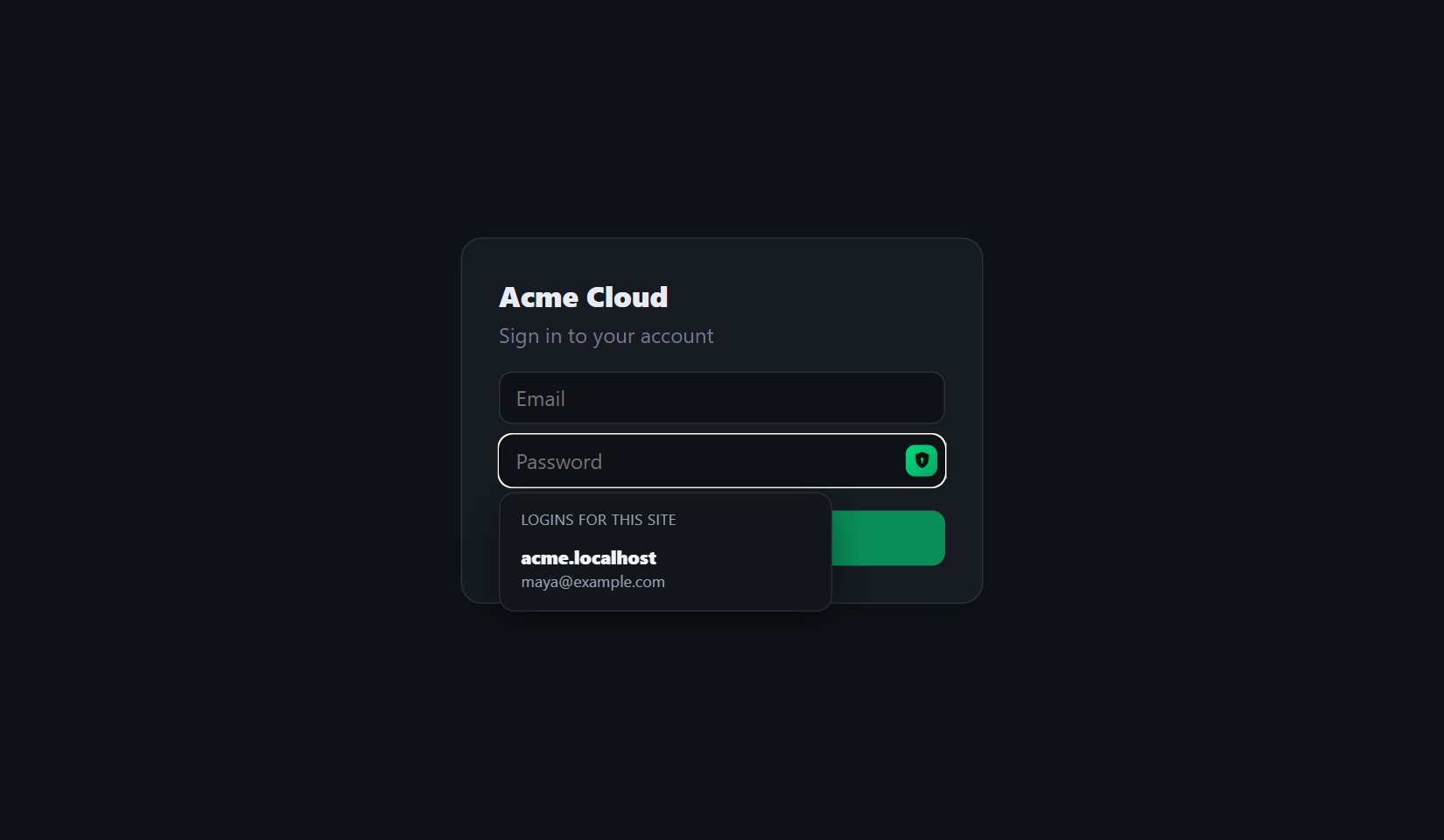 The key button and the list of saved logins on a sign-in page