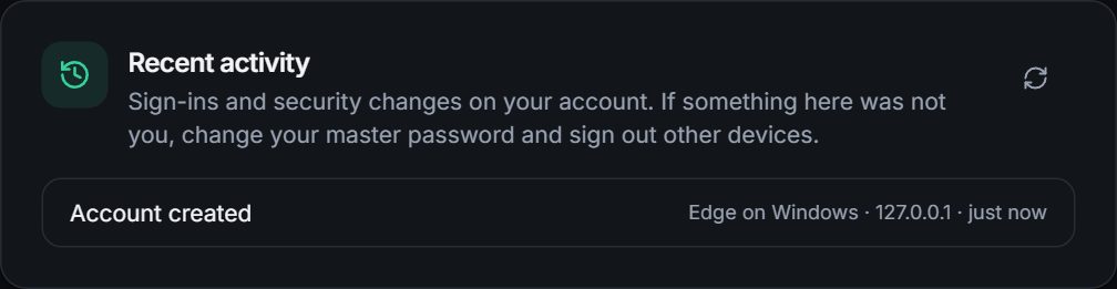 The recent activity list in Settings