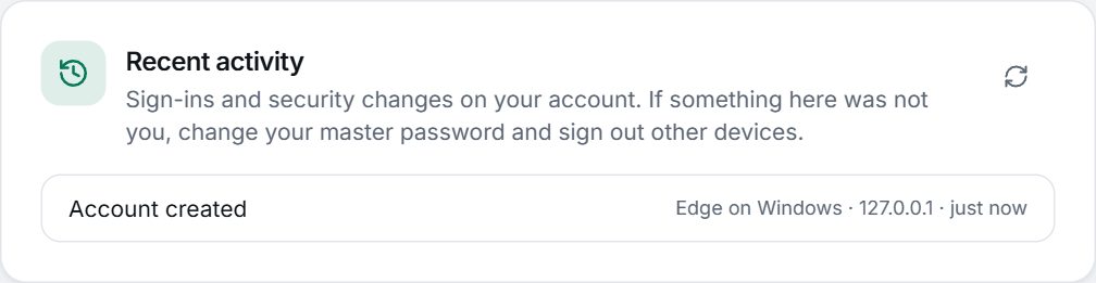 The recent activity list in Settings