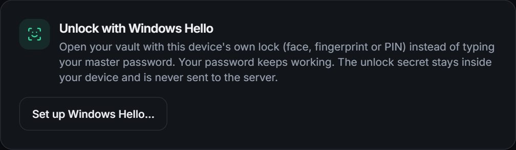 The device unlock section of Settings
