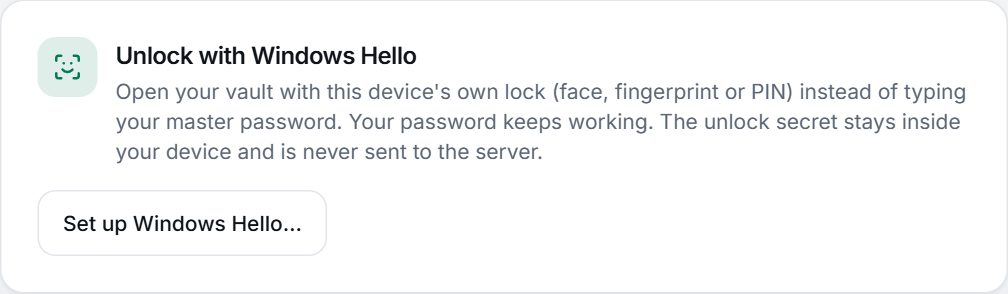 The device unlock section of Settings