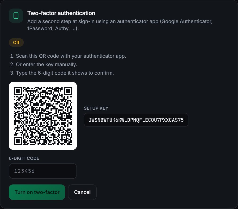 Scanning the QR code with an authenticator app